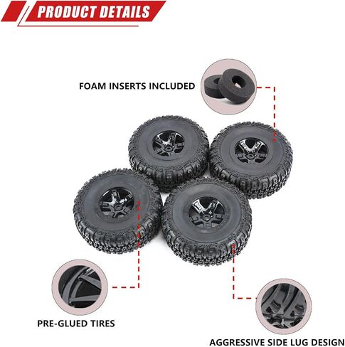 RCAWD Upgrade for Traxxas Slash 4X4 & Slash 2WD & for Losi Baja Rey 12mm Hex Adapter 1/10 Short Course Truck, Pre-Glued Wheel Tire Set with Foam Inserts OD 118mm Width 46mm Rubber Nylon Part LG-018BL in Saudi Arabia