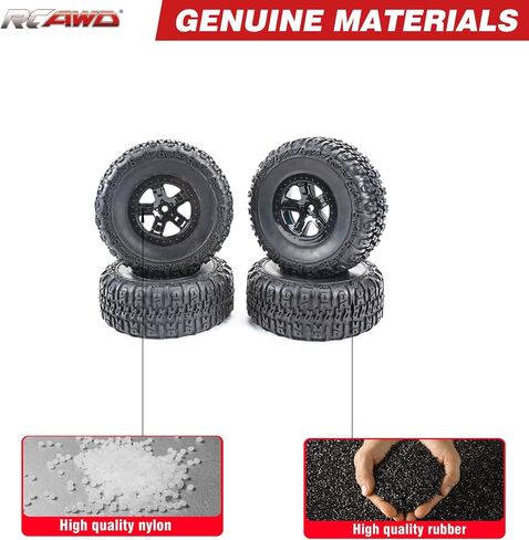 RCAWD Upgrade for Traxxas Slash 4X4 & Slash 2WD & for Losi Baja Rey 12mm Hex Adapter 1/10 Short Course Truck, Pre-Glued Wheel Tire Set with Foam Inserts OD 118mm Width 46mm Rubber Nylon Part LG-018BL in Saudi Arabia