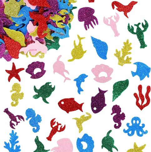 Pineraap 240PCS Ocean Foam Stickers, Glitter Under The Sea Fish Animal Stickers for Kids Crafts Scrapbooking DIY Greeting Cards Home Decoration in Saudi Arabia