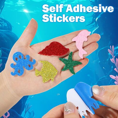Pineraap 240PCS Ocean Foam Stickers, Glitter Under The Sea Fish Animal Stickers for Kids Crafts Scrapbooking DIY Greeting Cards Home Decoration in Saudi Arabia