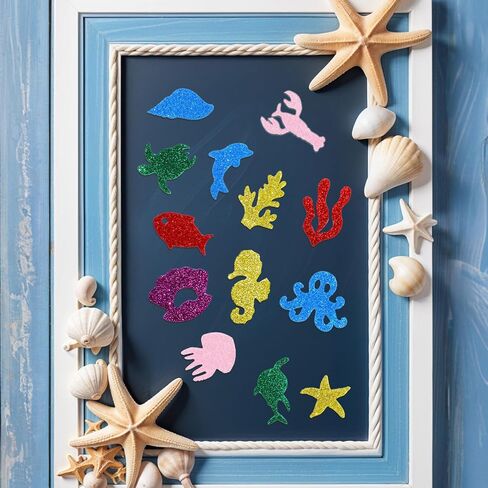 Pineraap 240PCS Ocean Foam Stickers, Glitter Under The Sea Fish Animal Stickers for Kids Crafts Scrapbooking DIY Greeting Cards Home Decoration in Saudi Arabia