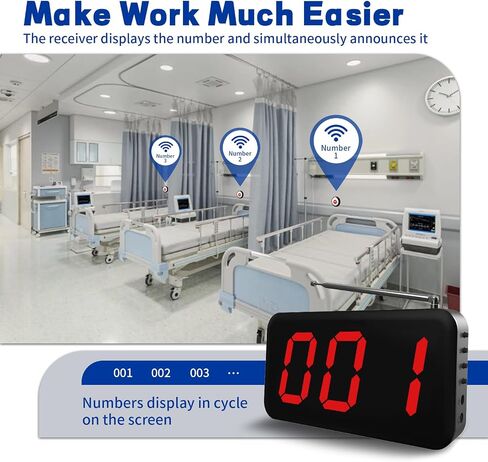 Caregiver Pager Wireless Call Button,Wireless Calling System for Elderly at Home,10 Waterproof Panic Button and 1 Display Receiver,Nurse Call System 2000ft for Nurses Station Clinic Hospital in Saudi Arabia