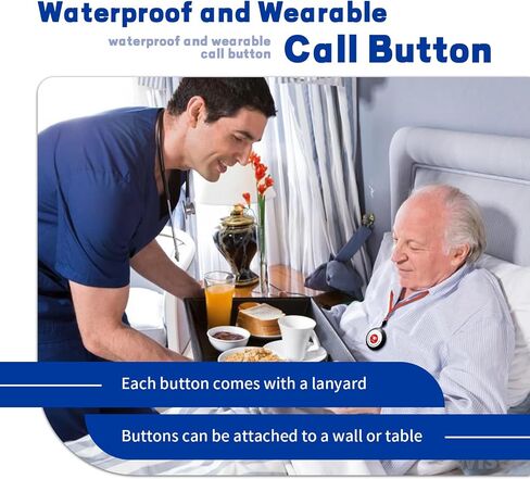 Caregiver Pager Wireless Call Button,Wireless Calling System for Elderly at Home,10 Waterproof Panic Button and 1 Display Receiver,Nurse Call System 2000ft for Nurses Station Clinic Hospital in Saudi Arabia