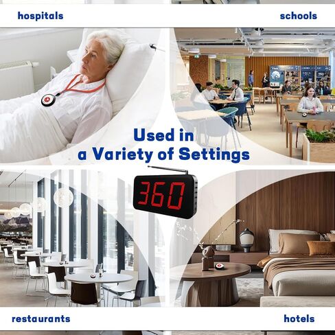 Caregiver Pager Wireless Call Button,Wireless Calling System for Elderly at Home,10 Waterproof Panic Button and 1 Display Receiver,Nurse Call System 2000ft for Nurses Station Clinic Hospital in Saudi Arabia