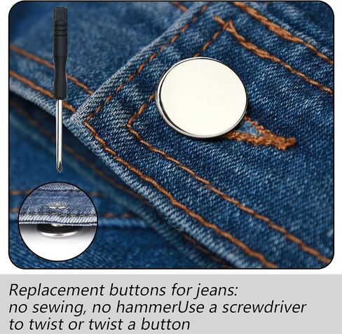 100 Pcs Jean Button Replacement Pants Button, Metal Jeans Buttons 17 mm No-Sew Nailess Removable Replacement Buttons for Jeans in Saudi Arabia