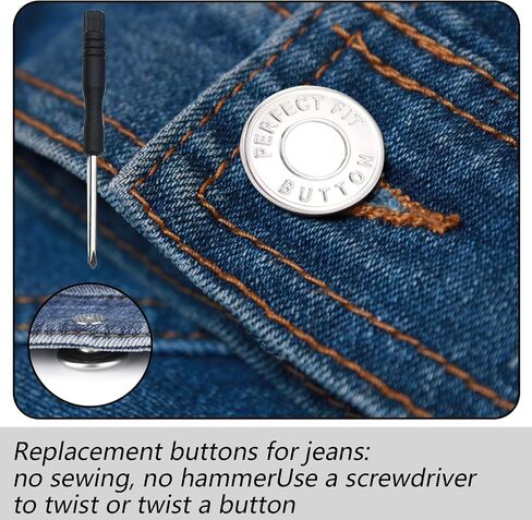 100 Pcs Jean Button Replacement Pants Button, Metal Jeans Buttons 17 mm No-Sew Nailess Removable Replacement Buttons for Jeans in Saudi Arabia