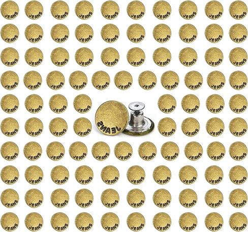 100 PCS Button Button Buttening Butting Button ، أزرار الجينز المعدنية 17 مم No-Sew Nailess أزرار استبدال قابلة للاستبدال للجينز in Saudi Arabia