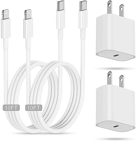 iPhone Fast Charging Block with 10ft Cable, 3Pack for Apple Certified Wall Charger Plug and USB C to Lightning Cord Long, Type C Power Adapter Cube Brick for Apple iPhone 14 Pro Max/13 Pro/12 Mini/11 in Saudi Arabia