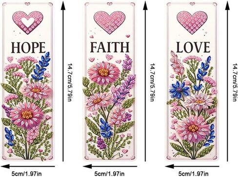 pigpigboss 3 Pieces Acrylic Cross Flower Diamond Painting Bookmark Kit, Religious Cross Diamond Art Bookmark with Butterfly Pendant, Daisy Flower Book Marks for Adult Beginner Book Decor in Saudi Arabia