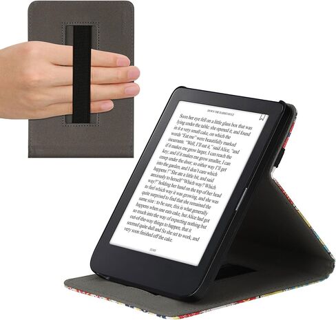 kwmobile Cover Compatible with Kobo Clara 2E / Tolino Shine 4 Case - Stand + Strap - Travel Black/Multicolor in Saudi Arabia