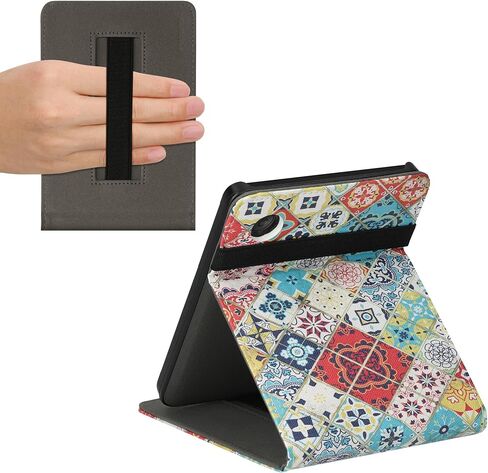 kwmobile Cover Compatible with Kobo Clara 2E / Tolino Shine 4 Case - Stand + Strap - Travel Black/Multicolor in Saudi Arabia