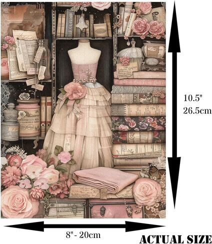 Seamstress Rice Paper, 8 x 10.5 inch (6pc) - Mulberry Paper for Decoupage Scrapbooking Cards Crafts by Craft Kreatively in Saudi Arabia
