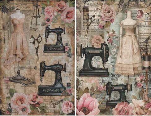 Seamstress Rice Paper, 8 x 10.5 inch (6pc) - Mulberry Paper for Decoupage Scrapbooking Cards Crafts by Craft Kreatively in Saudi Arabia