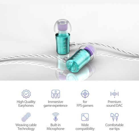 AZLA AZEL Edition G Gen 2 Wired Gaming in-Ear Earbud Headphones with Mic, 3.5mm Jack, USB-C to 3.5mm Adapter, USB-A to USB-C Converter, Black (Black) in Kuwait