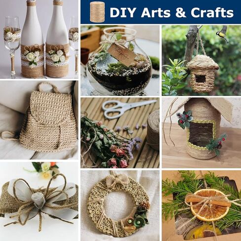 Vanhench White Twine String 805ft، Halloween Spider Web Decor، حبل الجوت حبل الخبازين، سلسلة بيضاء للحرف اليدوية، خيوط تغليف الهدايا، ديكور المنزل، ديكور الزفاف، ديكور فني (بيج) in Kuwait