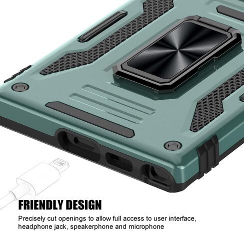 for Samsung Galaxy S25 Ultra Case, Shockproof Phone Case & Sliding Camera Cover & Ring Holder Kickstand with Soft TPU Screen Protector [Black] in Kuwait