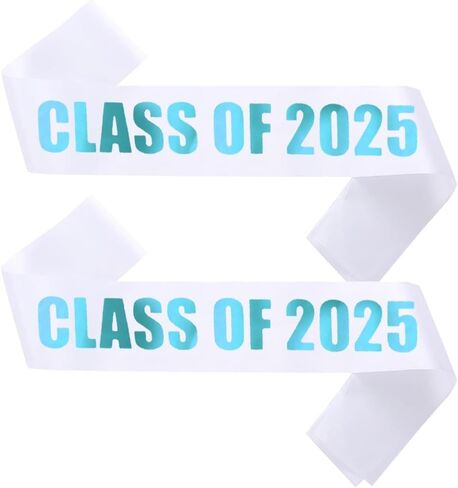 Class of 2025 Sash, 2PCS Blue Sash with Silver Foil Letters Cheerleader Senior Sash 2025 for Graduation Party Supplies Blue Silver 2pcs in Kuwait