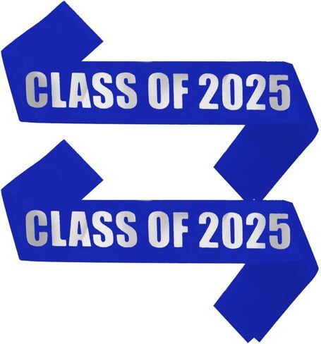 Class of 2025 Sash, 2PCS Blue Sash with Silver Foil Letters Cheerleader Senior Sash 2025 for Graduation Party Supplies Blue Silver 2pcs in Kuwait