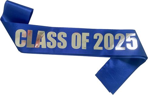 Class of 2025 Sash, 2PCS Blue Sash with Silver Foil Letters Cheerleader Senior Sash 2025 for Graduation Party Supplies Blue Silver 2pcs in Kuwait