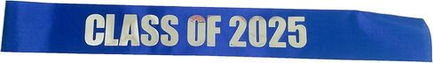 Class of 2025 Sash, 2PCS Blue Sash with Silver Foil Letters Cheerleader Senior Sash 2025 for Graduation Party Supplies Blue Silver 2pcs in Kuwait