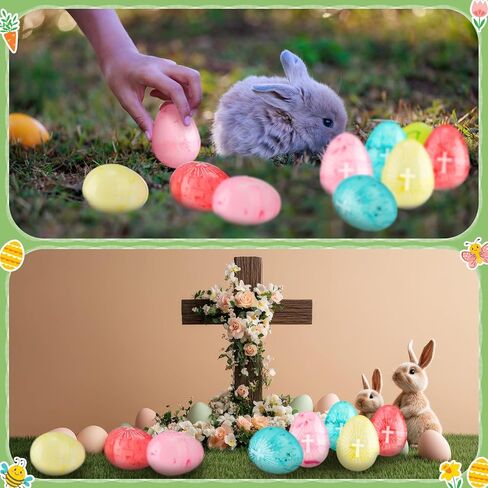 72 Pcs Marble Religious Easter Eggs Bulk Plastic Empty Fillable Cross Eggs Christian Gifts for Easter Egg Hunt Basket Stuffers Sunday School Party Favors in Saudi Arabia