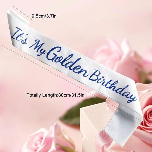 It’s My Golden Birthday Sash,Birthday Sash for Women Gold Glitter Letter Birthday Gifts for Girls Happy Birthday Party Decoration,White Gold in Saudi Arabia