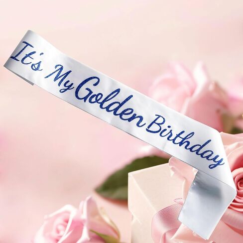 It’s My Golden Birthday Sash,Birthday Sash for Women Gold Glitter Letter Birthday Gifts for Girls Happy Birthday Party Decoration,White Gold in Saudi Arabia