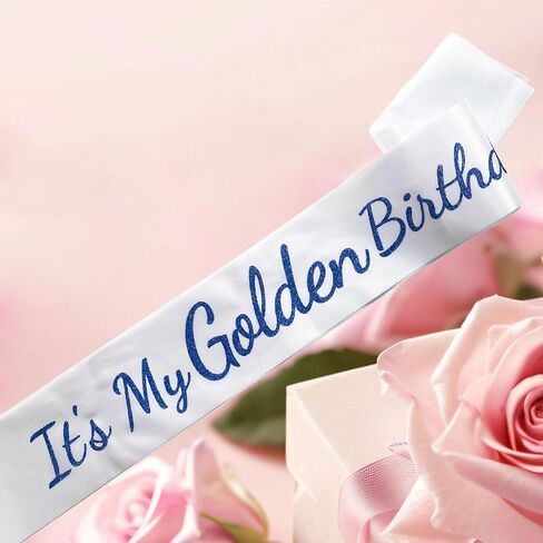 It’s My Golden Birthday Sash,Birthday Sash for Women Gold Glitter Letter Birthday Gifts for Girls Happy Birthday Party Decoration,White Gold in Saudi Arabia