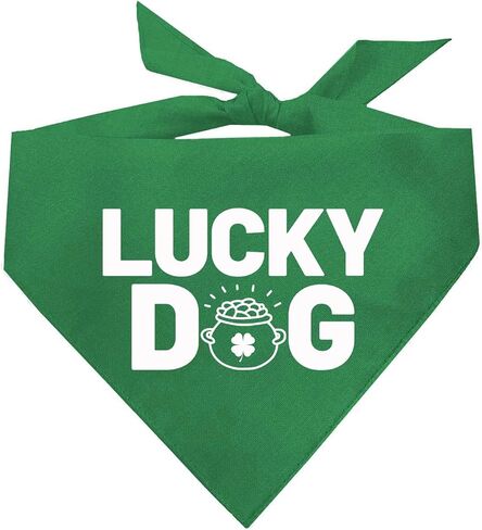 Lucky Dog Bandana with Pot of Gold | 100% Cotton Triangle | Made in USA | Funny St. Patrick's Day Photoshoot Prop | Shamrock | Drinking Bar Parade Event Or Party | Green One Size (993) in Saudi Arabia