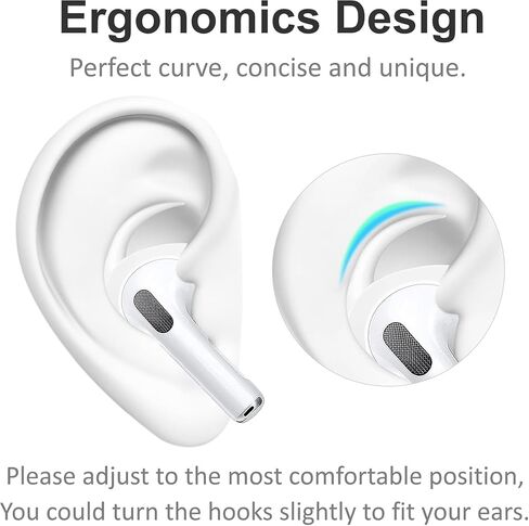 ALXCD Ear Hooks Compatible with AirPods 4 4th Gen, 1 Pair Anti-Slip Adjustable Soft TPU Earhook, 2 Pairs Silicon Ear Tips Hook, 1 Pair Silicon Ear Hook, Compatible with AirPods 4 1ch+1h+2s White in Saudi Arabia