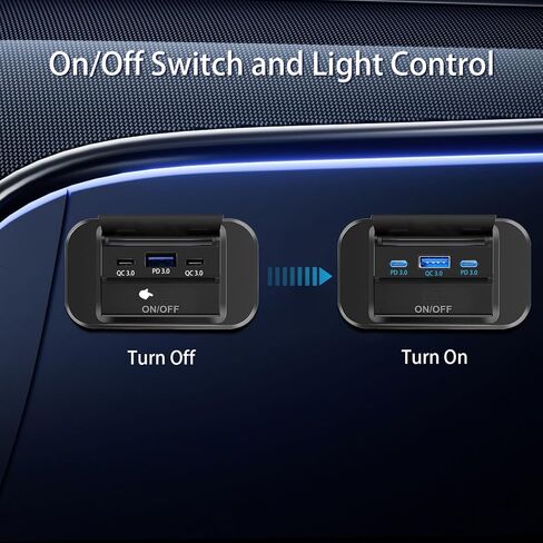 2 Pack USB C Car Fast Charger Adapter,WNNBTOVN 72W Cigarette Lighter USB Charger,3 Ports Panel Wall Mount Automotive Car USB Socket,for RV Bus Boat Truck in Kuwait