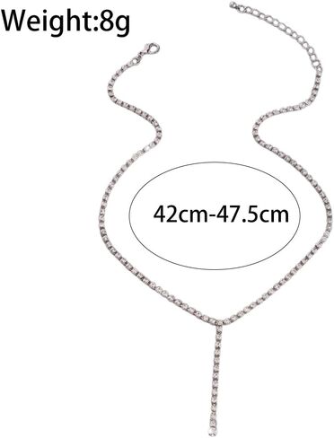 Gold Long Drop Y Necklace for Women Dainty Snake Bone Chain Link Choker Necklace Silver Cubic Zircon Pendant Necklace Fashion Jewelry Gifts in Kuwait