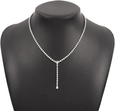 Gold Long Drop Y Necklace for Women Dainty Snake Bone Chain Link Choker Necklace Silver Cubic Zircon Pendant Necklace Fashion Jewelry Gifts in Kuwait