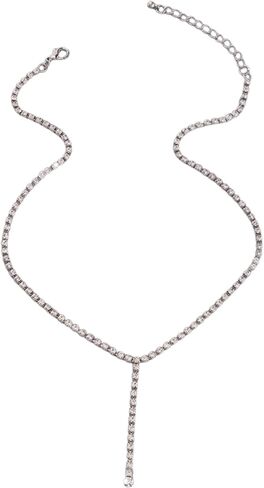 Gold Long Drop Y Necklace for Women Dainty Snake Bone Chain Link Choker Necklace Silver Cubic Zircon Pendant Necklace Fashion Jewelry Gifts in Kuwait