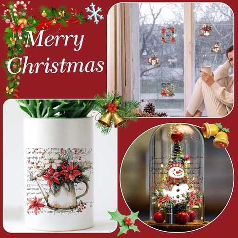 WANDIC 6 Sheets Christmas Flowers Letter Theme Rub On Transfer Sticker, Flower Decal for Home Party DIY Scrapbooking Photo Albums Furniture,15 * 30cm in Saudi Arabia