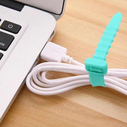 20pcs Silicone Cable Ties Reusable Zip Ties Black Elastic Cord Organizer Wire Management Ties Straps Bundling and Fastening Cable for Home Office Table Desk Travel Essentials(4.5") in Kuwait