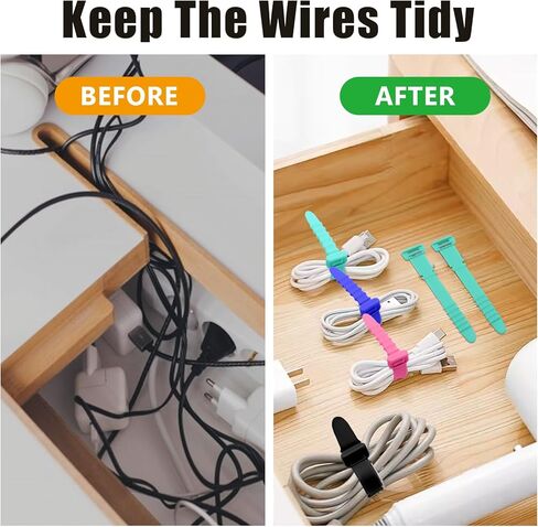 20pcs Silicone Cable Ties Reusable Zip Ties Black Elastic Cord Organizer Wire Management Ties Straps Bundling and Fastening Cable for Home Office Table Desk Travel Essentials(4.5") in Kuwait