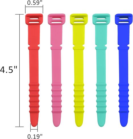 20pcs Silicone Cable Ties Reusable Zip Ties Black Elastic Cord Organizer Wire Management Ties Straps Bundling and Fastening Cable for Home Office Table Desk Travel Essentials(4.5") in Kuwait