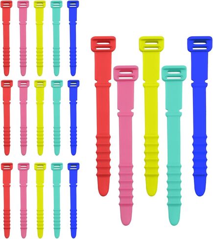 20pcs Silicone Cable Ties Reusable Zip Ties Black Elastic Cord Organizer Wire Management Ties Straps Bundling and Fastening Cable for Home Office Table Desk Travel Essentials(4.5") in Kuwait