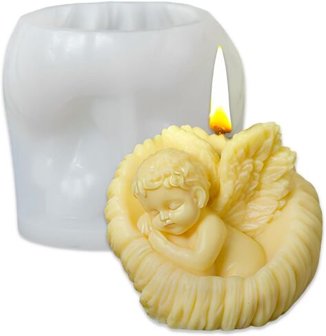 Cestony 3D Shell Angel Shape Candle Silicone Molds for Making Mousse Cake Candle Resin Pillar Aromatherapy Candles Wax Soap Flower Specimen Clay Craft (B) in Saudi Arabia