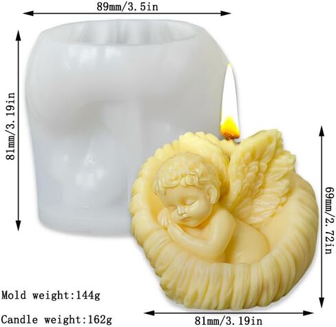 Cestony 3D Shell Angel Shape Candle Silicone Molds for Making Mousse Cake Candle Resin Pillar Aromatherapy Candles Wax Soap Flower Specimen Clay Craft (B) in Saudi Arabia