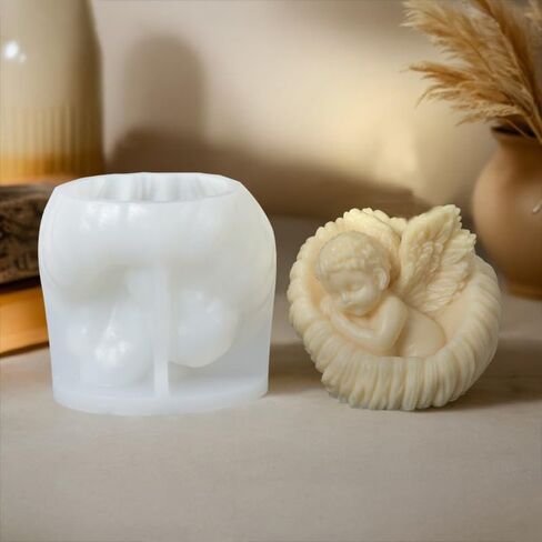 Cestony 3D Shell Angel Shape Candle Silicone Molds for Making Mousse Cake Candle Resin Pillar Aromatherapy Candles Wax Soap Flower Specimen Clay Craft (B) in Saudi Arabia