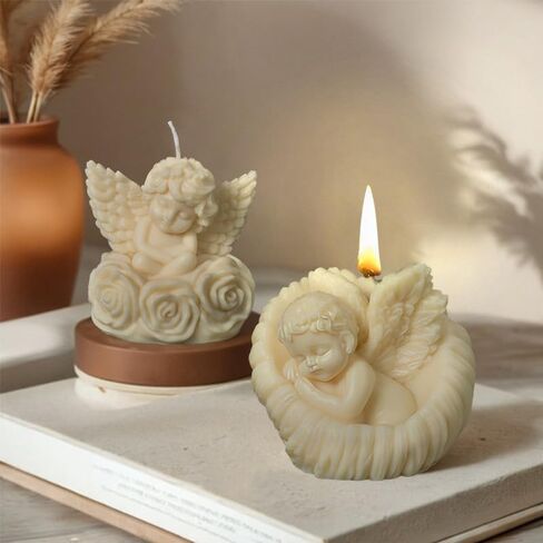 Cestony 3D Shell Angel Shape Candle Silicone Molds for Making Mousse Cake Candle Resin Pillar Aromatherapy Candles Wax Soap Flower Specimen Clay Craft (B) in Saudi Arabia