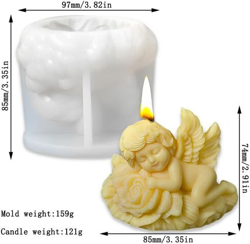 Cestony 3D Shell Angel Shape Candle Silicone Molds for Making Mousse Cake Candle Resin Pillar Aromatherapy Candles Wax Soap Flower Specimen Clay Craft (B) in Saudi Arabia