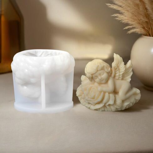 Cestony 3D Shell Angel Shape Candle Silicone Molds for Making Mousse Cake Candle Resin Pillar Aromatherapy Candles Wax Soap Flower Specimen Clay Craft (B) in Saudi Arabia