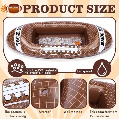 63 Pcs Football Party Supplies Kit Including Inflatable Football Beverage Cooler, Pre-Strung Game Time Football Banner, Disposable Tablecloth and Balloons Sports Party Decorations in Kuwait