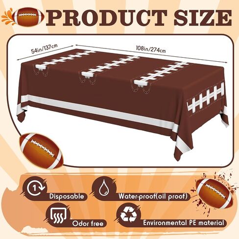 63 Pcs Football Party Supplies Kit Including Inflatable Football Beverage Cooler, Pre-Strung Game Time Football Banner, Disposable Tablecloth and Balloons Sports Party Decorations in Kuwait
