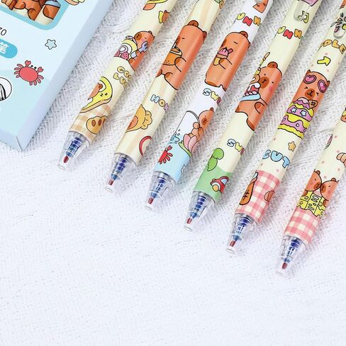 6 أجهزة كمبيوتر لطيفة قابلة للاسترخاء قابلة للاسترخاء Capybara قلم قابلة للمحومين 0.5 مم نقطة غرامة الحبر الأسود كتابة الحبر القلم اللوازم مدرسة كاريكاتير الهلام الحبر للنساء الفتيان الفتيات (كابيبارا-بلاك حبر) in Kuwait