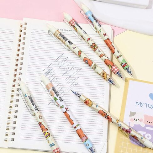 6 أجهزة كمبيوتر لطيفة قابلة للاسترخاء قابلة للاسترخاء Capybara قلم قابلة للمحومين 0.5 مم نقطة غرامة الحبر الأسود كتابة الحبر القلم اللوازم مدرسة كاريكاتير الهلام الحبر للنساء الفتيان الفتيات (كابيبارا-بلاك حبر) in Kuwait