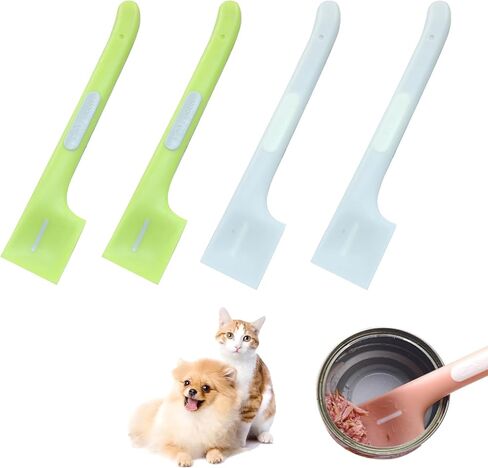 Zorfeter 4 Pack Pet Food Spoon ، Silicone Mixing Alvons Caned Scoop ، Can Mini Spatula Food Can Spoon for Teeding Can Cal Can Storage Cog/Cat (Green+Gray) in Kuwait